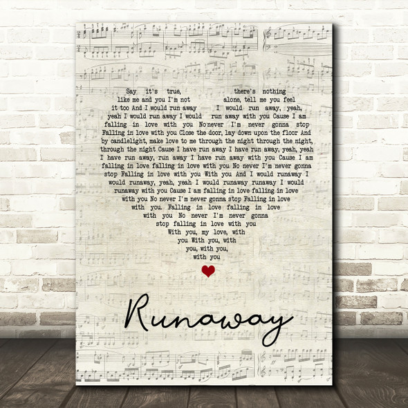The Corrs Runaway Script Heart Song Lyric Quote Print