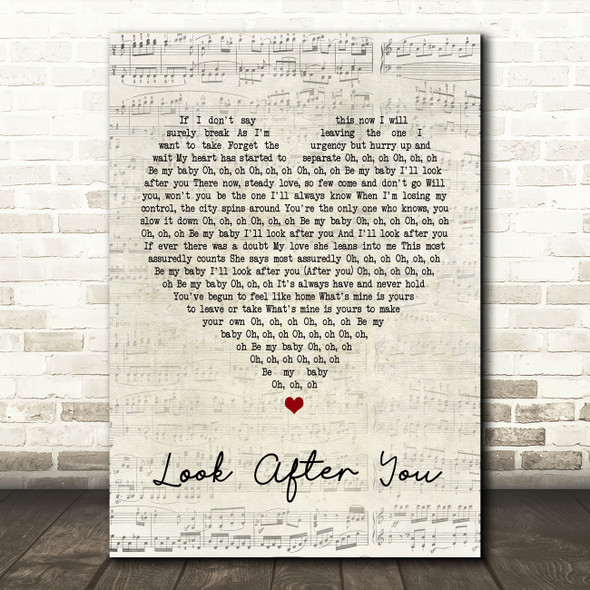 The Fray Look After You Script Heart Song Lyric Quote Print