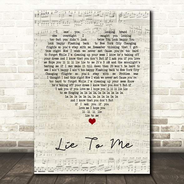 5 Seconds Of Summer Lie To Me Script Heart Quote Song Lyric Print