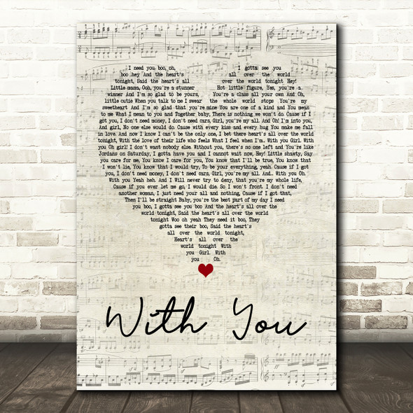 Chris Brown With You Script Heart Quote Song Lyric Print