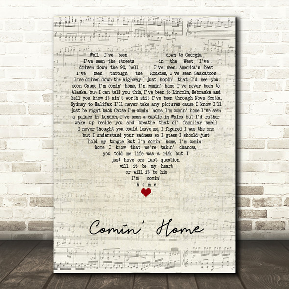 City And Colour Comin' Home Script Heart Quote Song Lyric Print