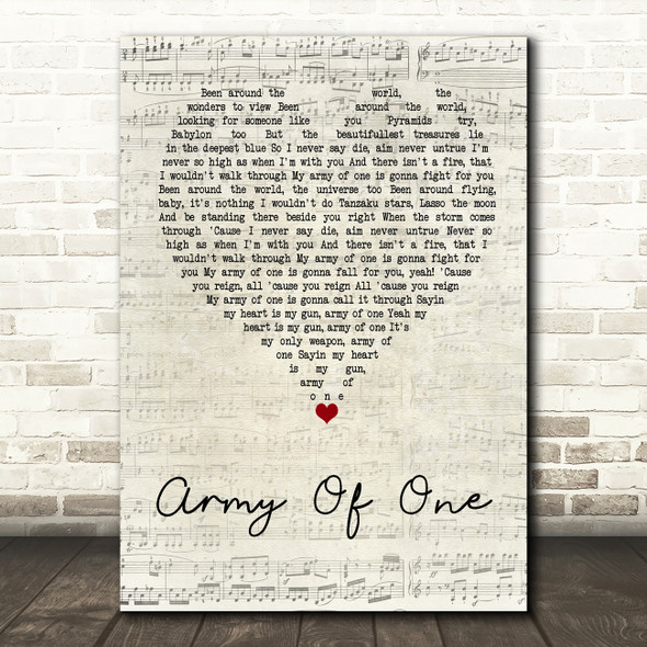 Coldplay Army Of One Script Heart Quote Song Lyric Print