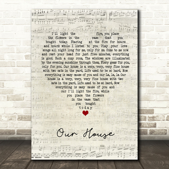 Crosby, Stills, Nash & Young Our House Script Heart Quote Song Lyric Print