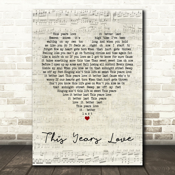 David Gray This Years Love Script Heart Quote Song Lyric Print