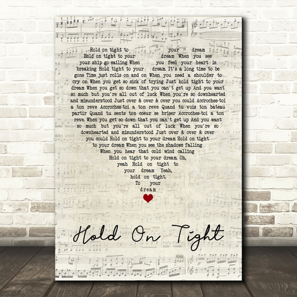 Electric Light Orchestra Hold On Tight Script Heart Quote Song Lyric Print