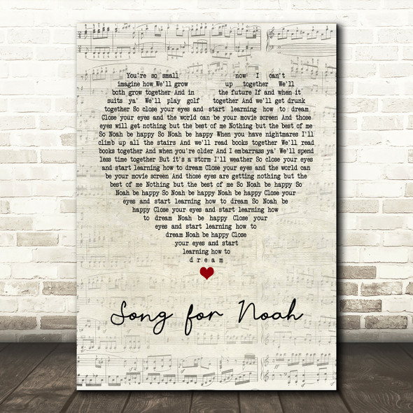 Frank Hamilton Song for Noah Script Heart Quote Song Lyric Print