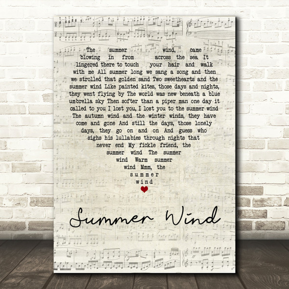 Frank Sinatra Summer Wind Script Heart Quote Song Lyric Print