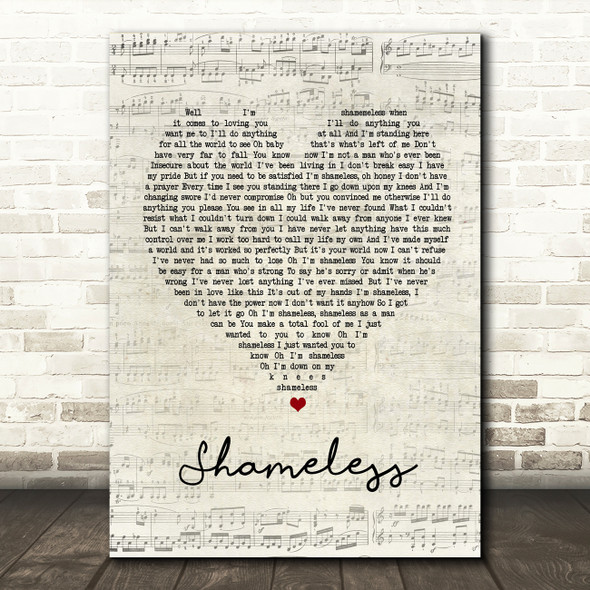 Garth Brooks Shameless Script Heart Quote Song Lyric Print