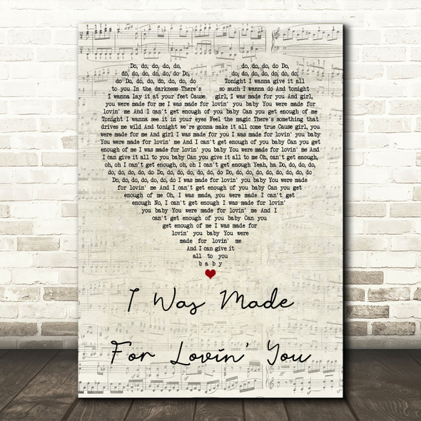 Kiss I Was Made For Lovin' You Script Heart Quote Song Lyric Print
