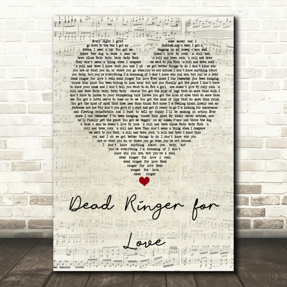 Meat Loaf Dead Ringer for Love Script Heart Quote Song Lyric Print