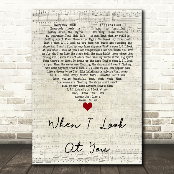 Miley Cyrus When I Look At You Script Heart Quote Song Lyric Print