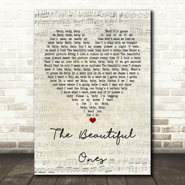 Prince And The Revolution The Beautiful Ones Script Heart Quote Song Lyric Print