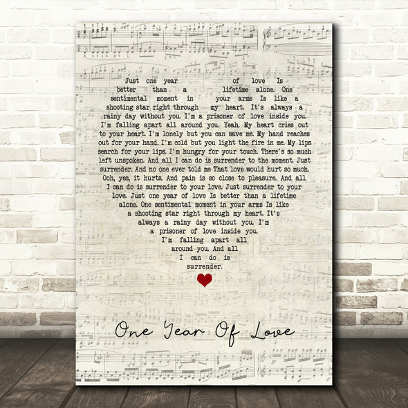 Queen One Year Of Love Script Heart Quote Song Lyric Print