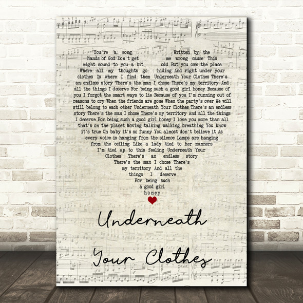 Shakira Underneath Your Clothes Script Heart Quote Song Lyric Print