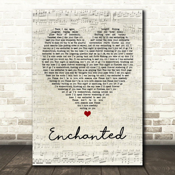 Taylor Swift Enchanted Script Heart Quote Song Lyric Print