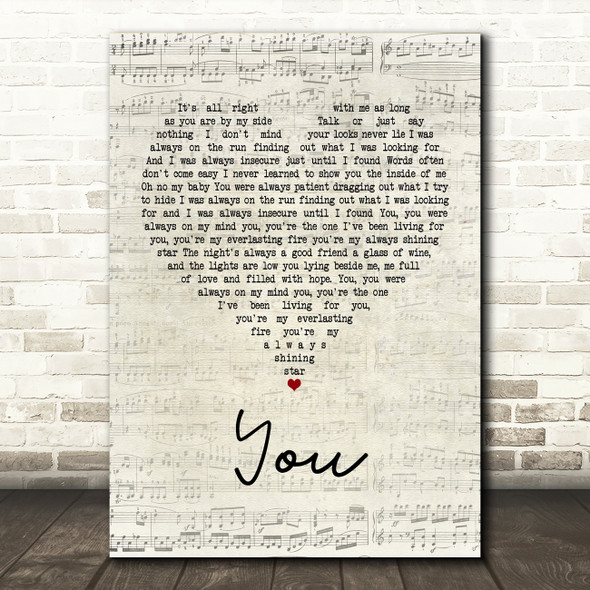 Ten Sharp You Script Heart Quote Song Lyric Print