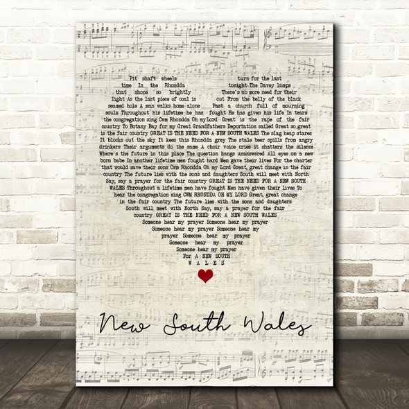 The Alarm New South Wales Script Heart Quote Song Lyric Print