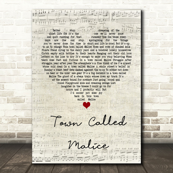 The Jam Town Called Malice Script Heart Quote Song Lyric Print