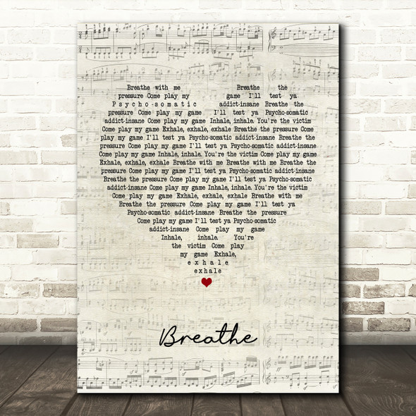 The Prodigy Breathe Script Heart Quote Song Lyric Print
