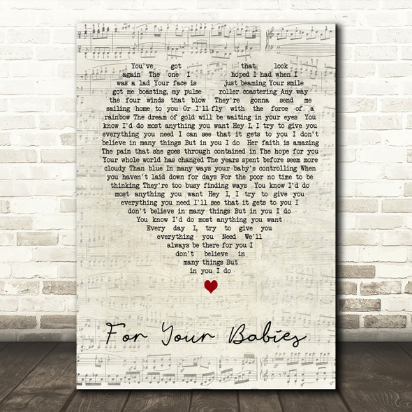 Simply Red For Your Babies Script Heart Song Lyric Quote Print