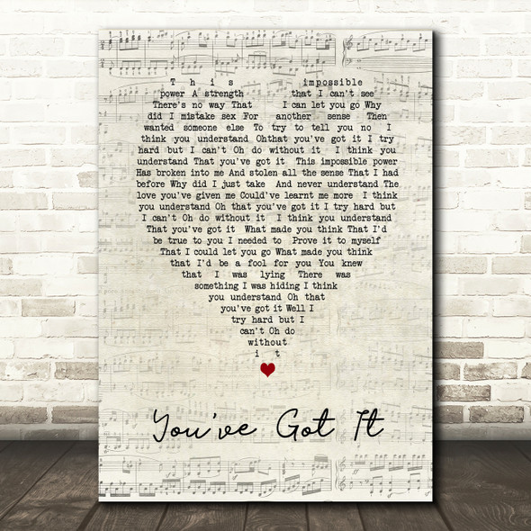 Simply Red You've Got It Script Heart Song Lyric Quote Print