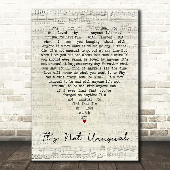 Tom Jones It's Not Unusual Script Heart Song Lyric Quote Print