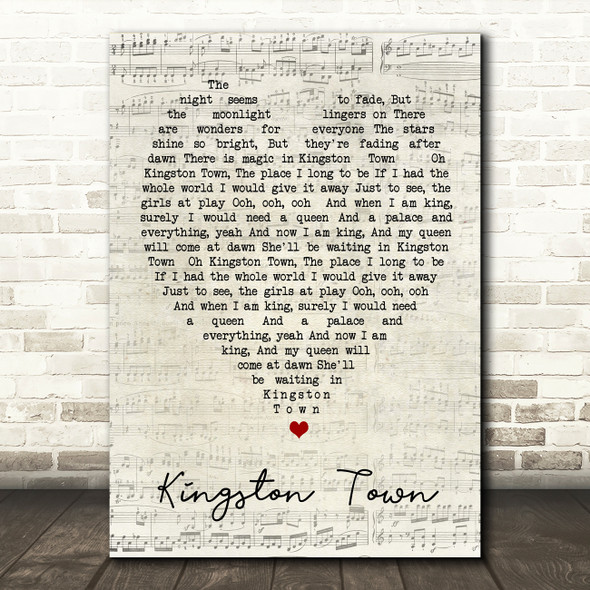 Kingston Town UB40 Script Heart Quote Song Lyric Print