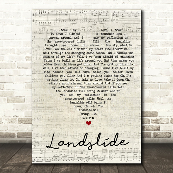 Landslide Fleetwood Mac Script Heart Quote Song Lyric Print
