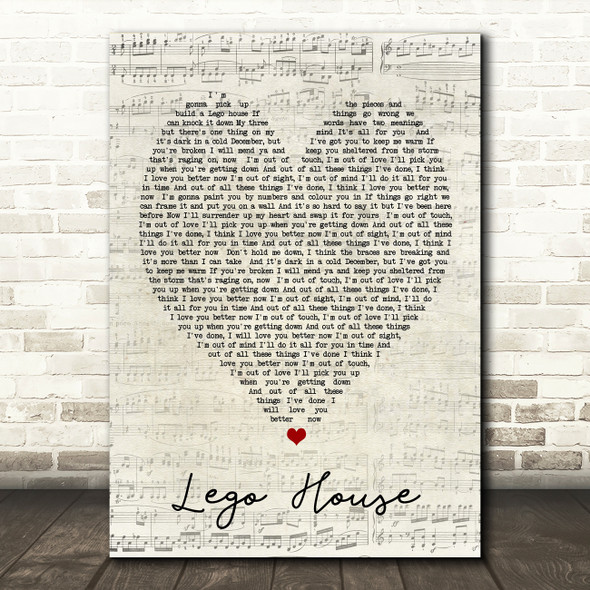 Lego House Ed Sheeran Script Heart Quote Song Lyric Print
