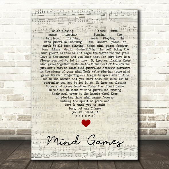 Mind Games John Lennon Script Heart Quote Song Lyric Print