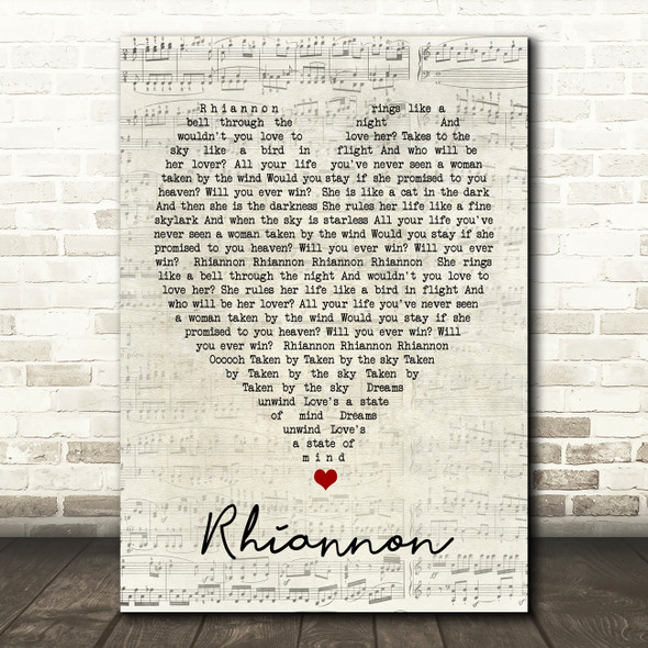 Rhiannon Fleetwood Mac Script Heart Quote Song Lyric Print