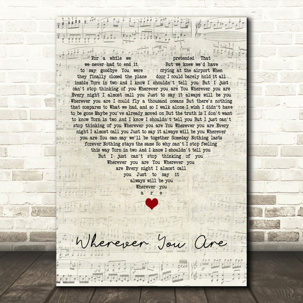 5 Seconds Of Summer Wherever You Are Script Heart Song Lyric Print