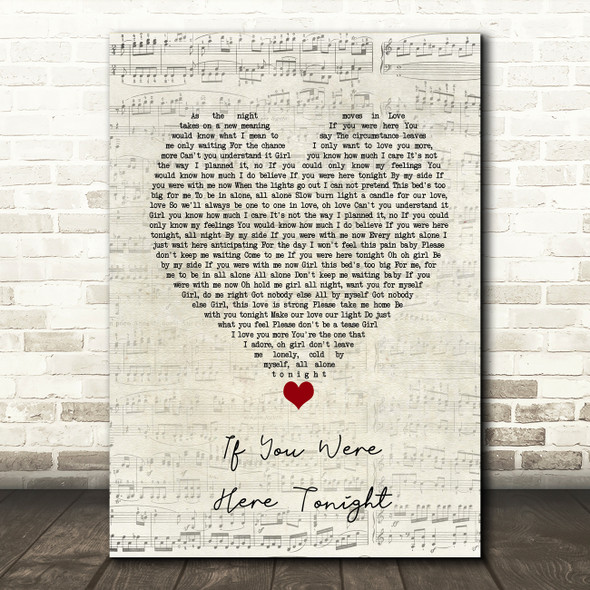 Alexander O'Neal If You Were Here Tonight Script Heart Song Lyric Print