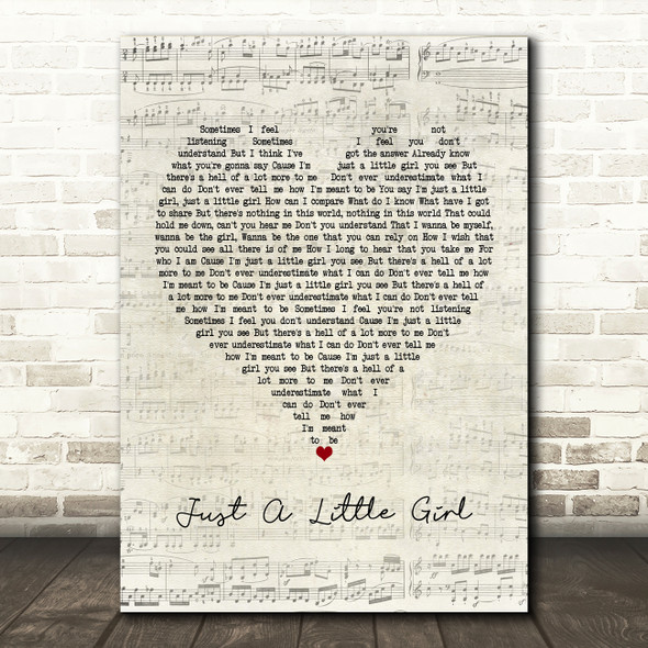 Amy Studt Just A Little Girl Script Heart Song Lyric Print