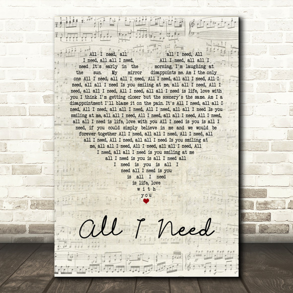 AWOLNATION All I Need Script Heart Song Lyric Print