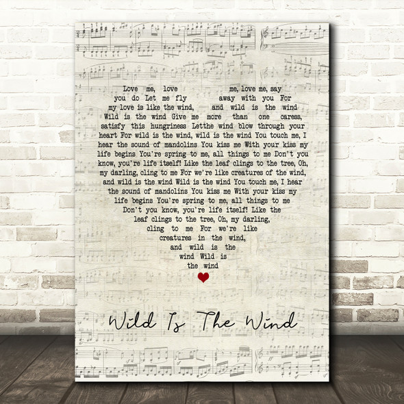 David Bowie Wild Is The Wind Script Heart Song Lyric Print