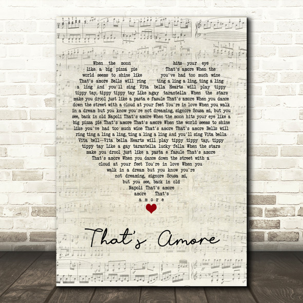Dean Martin That's Amore Script Heart Song Lyric Print