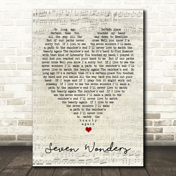 Seven Wonders Fleetwood Mac Script Heart Quote Song Lyric Print