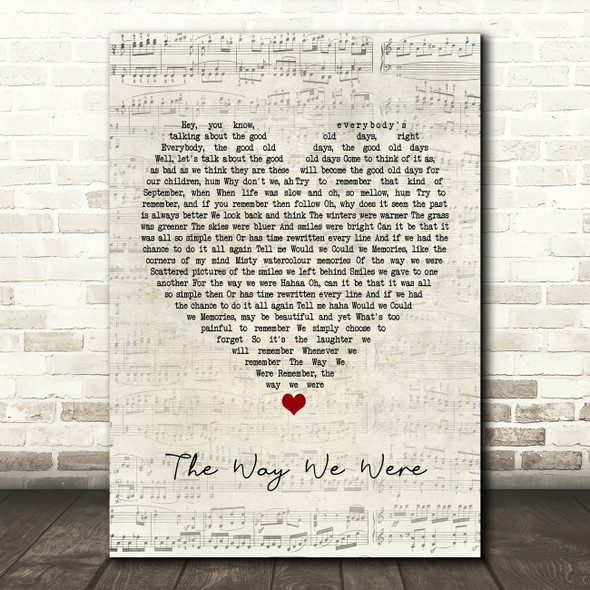 Gladys Knight The Way We Were -Try To Remember Script Heart Song Lyric Print