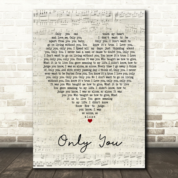 Joe Dolan Only You Script Heart Song Lyric Print