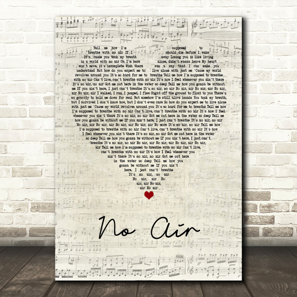 Jordin Sparks & Chris Brown No Air Script Heart Song Lyric Print