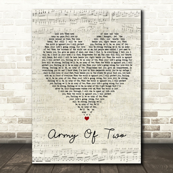 Josh Doyle Army Of Two Script Heart Song Lyric Print