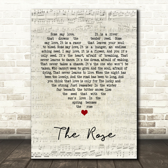 Michael Ball The Rose Script Heart Song Lyric Print