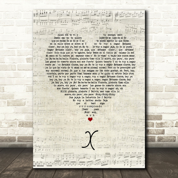 Nicky Jam x J Balvin X Script Heart Song Lyric Print
