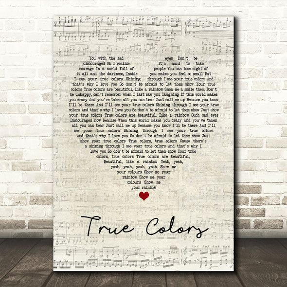 Phil Collins True Colors Script Heart Song Lyric Print