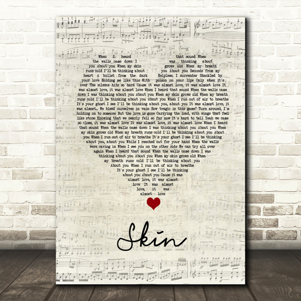 Rag'n'Bone Man Skin Script Heart Song Lyric Print