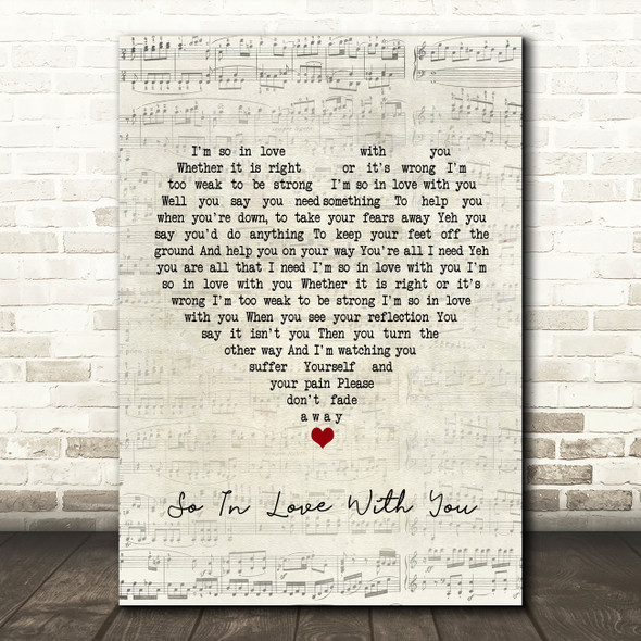Texas So In Love With You Script Heart Song Lyric Print