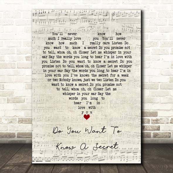 The Beatles Do You Want To Know A Secret Script Heart Song Lyric Print