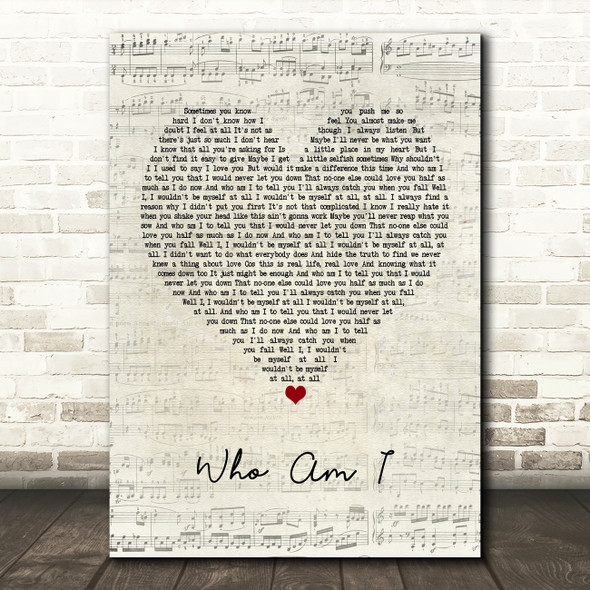 Will Young Who Am I Script Heart Song Lyric Print