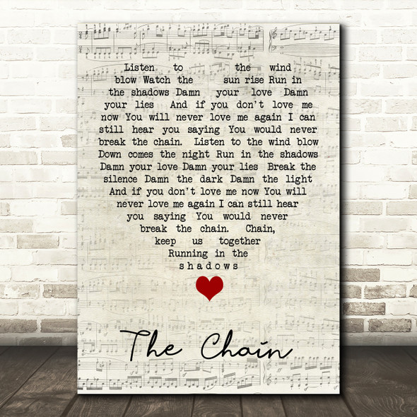 The Chain Fleetwood Mac Script Heart Quote Song Lyric Print